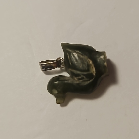 Jade Colored Stone That Is Hand Carved Duck Pendant - Picture 1 of 7